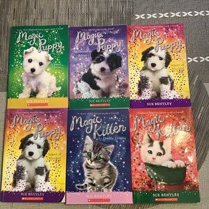 Lot of  6 Magic Puppy (4) and Magic Kitten (2) Books--Homeschool Reading--Nice